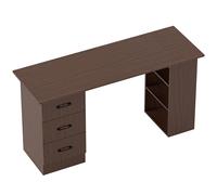 HOMCOM Bureau moderne avec 3 tiroirs et 3 étagères pour chambre et bureau, en bois, 120x49x72 cm, Color Noce