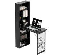 HOMCOM Bureau Moderne Pliable avec Bibliothèque et Tableau, en Bois et Métal, 98x51x153 cm, Noir