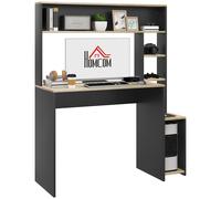 HOMCOM Bureau multi-rangements avec étagères, support pour unité centrale, grand bureau, 114L x 45l x 138H cm