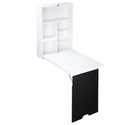 HOMCOM Bureau mural, plateau pliable, 5 compartiments, 60x94,5x147cm, Noir/Blanc