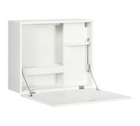 HOMCOM Bureau mural pliant et peu encombrant avec étagères, pour l'étude, le salon et le bureau, en aggloméré et MDF, 60x21.5x50 cm, blanc