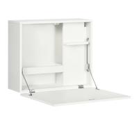 HOMCOM Bureau mural pliant gain de place 60x21,5x50 cm Blanc | Avec étagères, pliable, pour étude salon bureau, panneau de particules MDF