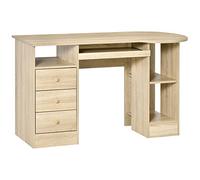 HOMCOM Bureau PC avec étagères, bureau pour enfant avec tiroirs et étagère de tête de lit en bois, bureau d'ordinateur, couleur bois