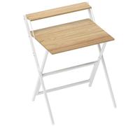 HOMCOM Bureau pliable 65,5 x 45 cm avec étagère de rangement pour chambre, petits espaces, bois naturel