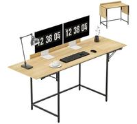 HOMCOM Bureau pliable avec design moderne et structure en métal pour bureau, chambre, bureau à domicile, 100/135/170 x 58 x 78 cm, chêne