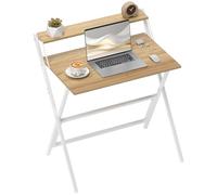 HOMCOM Bureau pliable avec étagère pour moniteur, petite table pour ordinateur, pliable pour bureau et étude, en acier, 81,5 x 62 x 86,5 cm, couleur bois