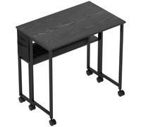 HOMCOM Bureau pliable sur roulettes 80 x 50 cm avec étagère et sac de rangement, noir