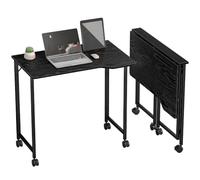HOMCOM Bureau Pliable sur roulettes 80 x 52 cm avec Fente d'Appareil Noir | Bureau Ordinateur, pour Télétravail, Petits Espaces ou Chambre, Montage Facile