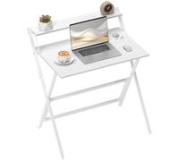 HOMCOM Bureau Pliable Table d'Ordinateur 75,5 x 50 cm Blanc | avec Étagère de Rangement, Bureau Informatique, Table d'Écriture, pour Chambre, Petits Espaces