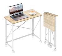 HOMCOM Bureau Pliant Table d'Ordinateur sur roulettes 80 x 40 cm Chêne | Style Moderne, pour Domicile, Chambre, Petits Espaces