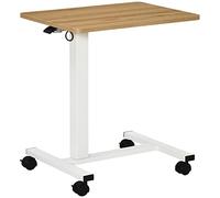 HOMCOM Bureau réglable Debout 4 roulettes 65x48x73-110cm Naturel+Blanc
