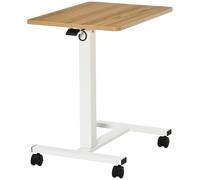 HOMCOM Bureau réglable en hauteur avec 4 roulettes en forme de C 65 cm x 48 cm x 70-110 cm Naturel + Blanc