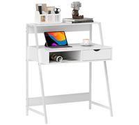 Bureau Informatique - HOMCOM - Style néo-rétro - tiroir Niche étagère - panneaux de particules et métal - 80 x 50 x 100 cm - Blanc