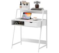 HOMCOM Bureau secrétaire Bureau Informatique Style néo-rétro tiroir Niche étagère métal Blanc