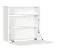 HOMCOM Bureau suspendu bureau mural avec tablette rabattable et 3 compartiments - 64 x 20 x 60 cm - blanc