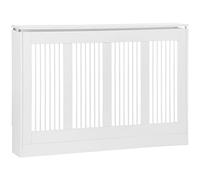HOMCOM Cache-Radiateur à Lamelles Anti-Basculement 120x18x84cm Blanc | Cache-radiateur moderne, pour salon couloir bureau, en MDF et acier