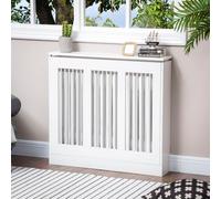 HOMCOM Cache-radiateur à Lattes avec Anti-basculement 90x18x84cm Blanc | Cache-radiateur moderne, pour salon, couloir, bureau, en MDF et acier.