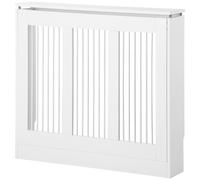HOMCOM Cache-Radiateur à Lattes Moderne et Élégant pour la Maison, en MDF et Acier, 90x18x84cm, Blanc