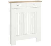 HOMCOM Cache-radiateur avec Tiroir de Rangement 78 x 19 x 97 cm Blanc | Meuble Cache-radiateur, Bois à Lattes Verticales, pour Salon et Chambre