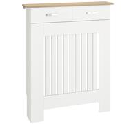 HOMCOM Cache-radiateur avec tiroir de rangement, meuble cache-radiateur en bois à lattes verticales, 78 x 19 x 97 cm, blanc