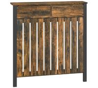 HOMCOM Cache-radiateur avec tiroir, Petit, 88,5x19x93cm, Brun Rustique | Grille verticale à lattes, meuble MDF industriel, couverture de chauffage, salon, chambre, couloir