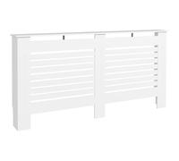 HOMCOM Cache-radiateur meuble moderne 152L x 19W x 81H cm blanc | MDF peint blanc, lamelles horizontales, pour salon, chambre