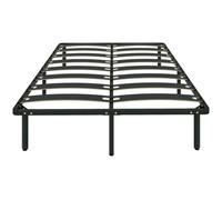 Cadre de lit - HOMCOM - 140 x 190 cm - avec sommier à lattes en bois massif et pied - 26 cm de hauteur avec rangement - noir