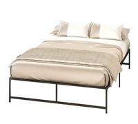 HOMCOM Cadre de Lit 140 x 190 cm Lit Double 2 Personnes Rangement Noir