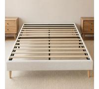 HOMCOM Cadre de Lit 160 x 200 cm avec Sommier à 12 Lattes en Bois, Crème | Lit Double Rembourré en Velours Côtelé, Espace de Rangement Au-Dessous, Sans Bruit, 9 Pieds Robustes, Montage Facile