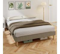 HOMCOM Cadre de Lit 160 x 200 cm avec Sommier à 12 Lattes en Bois, Gris | Lit Double Rembourré en Velours Côtelé, Espace de Rangement Au-Dessous, Sans Bruit, 9 Pieds Robustes, Montage Facile