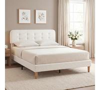 Cadre de lit - HOMCOM - 160x200cm - tête de lit réglable, sommier à lattes en bois - velours teddy - blanc