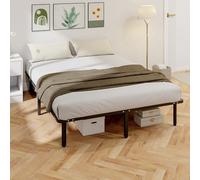 HOMCOM Cadre de lit 160x200cm Sommier à Lattes en Bois Massif et Pied Noir