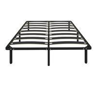 HOMCOM Cadre de lit 160x200cm Sommier à Lattes en Bois Massif et Pied Noir