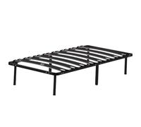 HOMCOM Cadre de lit 90 x 190 cm Lit Simple avec Sommier à Lattes Bois Noir