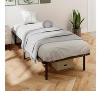 HOMCOM Cadre de lit 90 x 190 cm Lit Simple avec Sommier à Lattes Bois Noir | Bois Massif et Pied, 26 cm de Hauteur avec Rangement au-dessous, pas Besoin de Sommier à Ressorts, Assemblage Facile