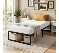 HOMCOM Cadre de lit 90 x 200 cm avec sommier, lit Simple avec Support à Lattes en métal, Rangement au-Dessous de 32,5H cm, sans Bruit, Montage Facile, Noir