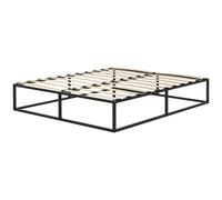 HOMCOM Cadre de Lit avec Lattes en Contreplaqué et Espace de Rangement, 190x160x35cm, Noir et Bois