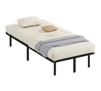 HOMCOM Cadre de lit industriel 28 lattes avec espace de rangement, en bois et acier, 190x90x31 cm, Noir et bois