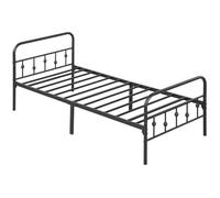 HOMCOM Cadre de lit Pliant avec sommier à Lattes 206,9x91,8 cm Noir | Lit en métal, chambre d'amis, chambre