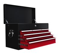 HOMCOM Caisse à outils, verrouillable, 3 tiroirs, boîtier en acier, 60x26x34cm, Rouge et Noir