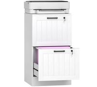 HOMCOM Caisson Bureau 2 Tiroirs Serrures Compact 40x40x71cm Blanc | Meuble Rangement Bureau, Barres de Suspension Réglables pour Documents, Caisson de Rangement Compact pour Travail ou Chambre