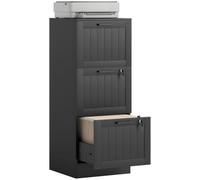 HOMCOM Caisson Bureau 3 Tiroirs Serrures 40x40x101cm Noir | Meuble Rangement Bureau, Barres de Suspension Réglables pour Documents, Caisson de Rangement Compact pour Travail ou Chambre