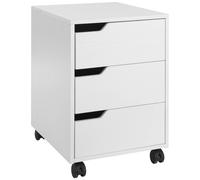 HOMCOM Caisson de bureau caisson de rangement mobile 3 tiroirs coulissants roulettes avec 2 freins MDF 40 x 50 x 57,5 cm blanc