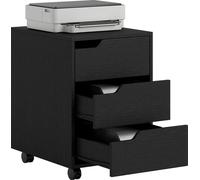 HOMCOM Caisson bureau mobile avec 3 tiroirs, meuble rangement bureau sur roulettes pour documents et imprimante, caisson de rangement compact pour travail ou chambre, 40x50x57,5cm, noir
