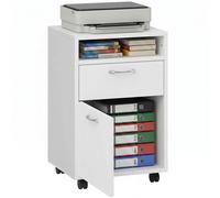 HOMCOM Caisson de bureau rangement bureau sur roulettes tiroir placard niche panneaux particules blanc