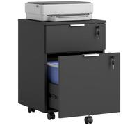 Caisson de bureau HOMCOM meuble de rangement 2 tiroirs 2 barres pour dossier suspendu, verrouillable avec 2 clés 42x40x60 cm