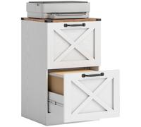 HOMCOM Caisson de Bureau 2 Tiroirs Lettre/A4 Rustique 40x40x71cm Blanc | Meuble de Rangement pour Dossiers Suspendus, Style Rustique, Caisson de Rangement pour Chambre Bureau