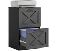 HOMCOM Caisson de Bureau 2 Tiroirs Lettre/A4 Rustique 40x40x71cm Noir | Meuble de Rangement pour Dossiers Suspendus, Style Rustique, Caisson de Rangement pour Chambre Bureau