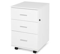 HOMCOM Caisson de Bureau 3 Tiroirs sur roulettes 40 x 40 x 61,5 cm Blanc | Verrouillables, Rangement Bureau