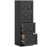HOMCOM Caisson de Bureau 4 Tiroirs Lettre/A4 Rustique 40x40x131cm Noir | Meuble de Rangement pour Dossiers Suspendus, Style Rustique, Caisson de Rangement pour Chambre Bureau